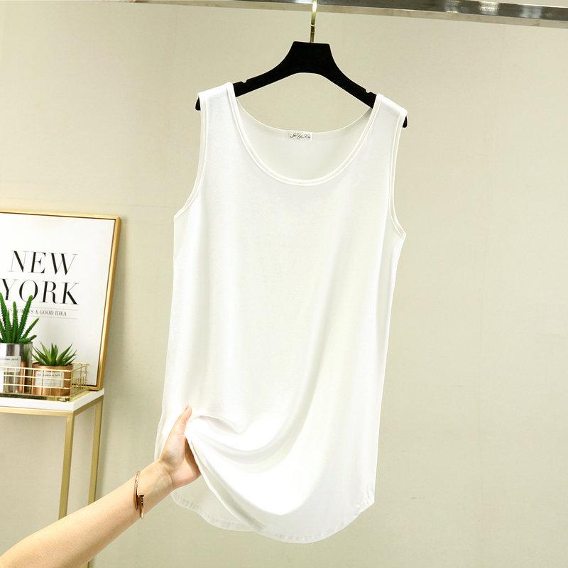 Женская свободная модальная майка средней длины без рукавов на лето