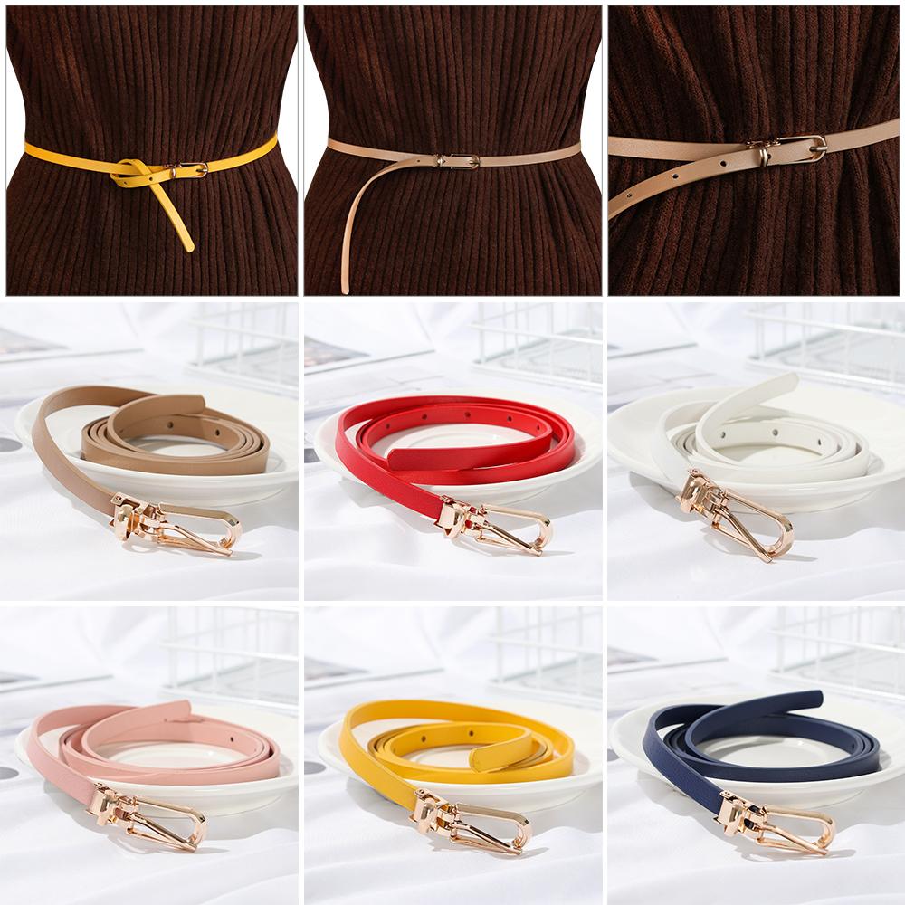 Fashion Candy Color Graceful Faux Leather Belts Dress Strap Thin Skinny Waistband Adjustable Belt