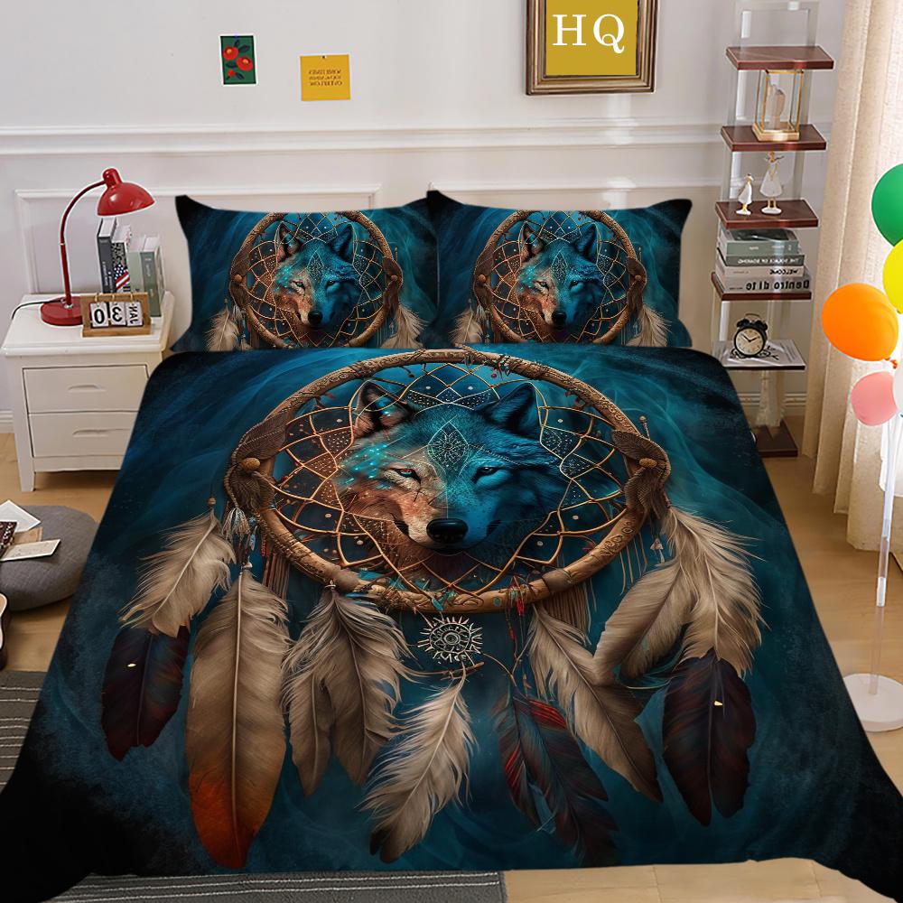 Домашнее постельное белье с принтом волка, комплект постельного белья из микрофибры королевского размера, мужской мягкий домашний текстиль высокого качества