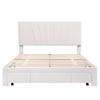 140x200cm Velvet Fabric Solid Wood Bed with Backrest Large Drawer Ergonomic Design Strong Wood Slat Support Bed Home Furniture