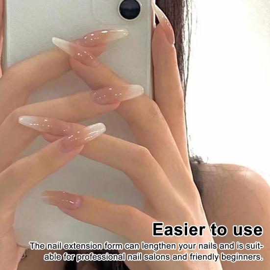 Yousheng 100Pcs Professional Long Nail Forms Acrylic Nail Paper Forms Easy To Use Thick Nail Extension Forms Manicure Tools