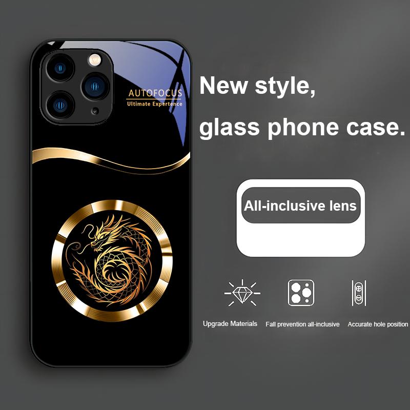 Черный Дракон Тотем Душа Фиолетовый Для Iphone 15 14 13 12 Mini 11 Pro Max X XS XR 7 8 Plus 2020 22 SE Закаленное Стекло Чехол Для Телефона