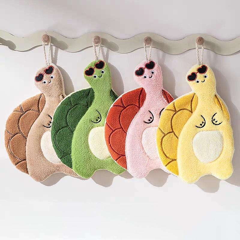 1 Pack Of Cute Turtle-shaped Hand Towels, Microfiber Fingertip Towels, Super Absorbent Towels, Suitable For Daily Household Use