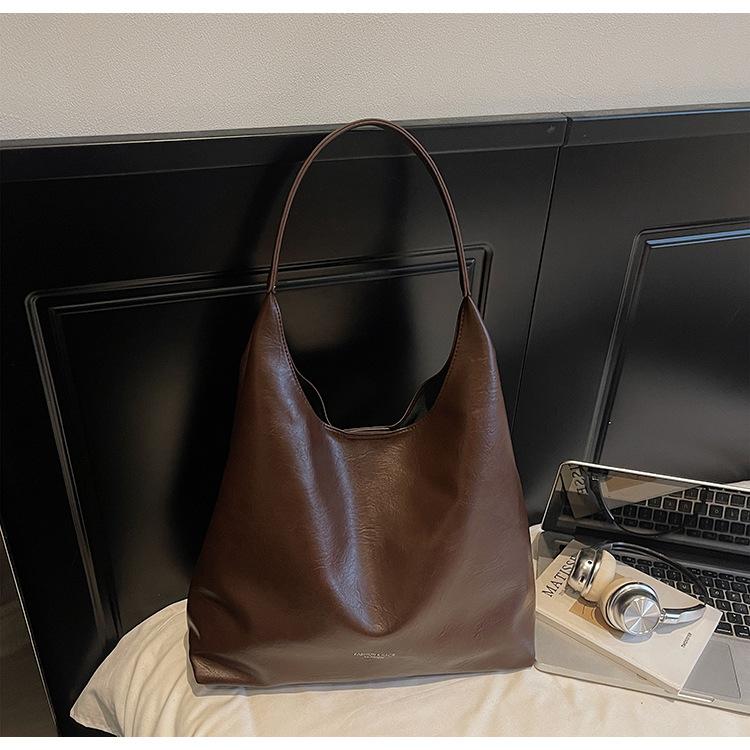 Вместительная сумка-тоут в стиле ретро для женщин, новая модная простая женская сумка через плечо 2025 года, большая вместимость, сумка-тоут для поездок на работу