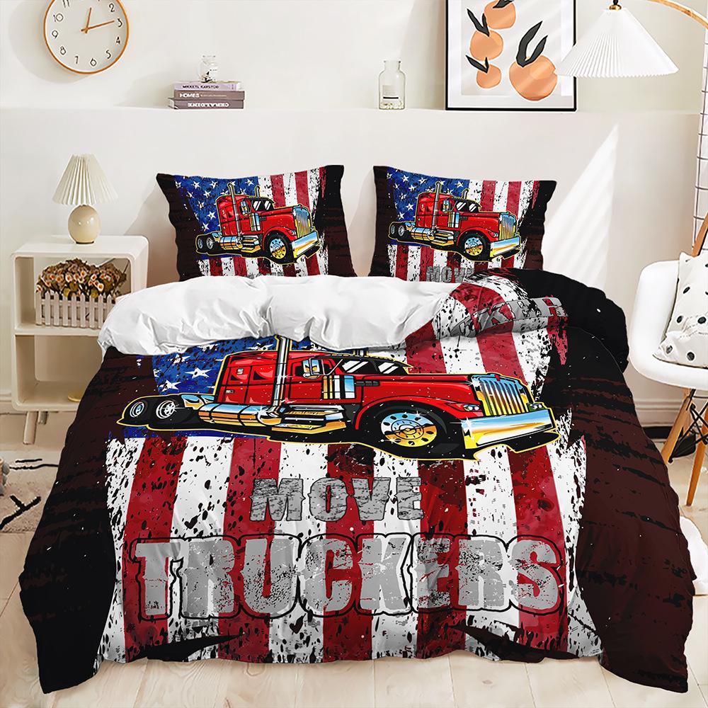 Трехсекционный пододеяльник с изображением гоночного внедорожника, комплект постельного белья из двух частей для мальчиков