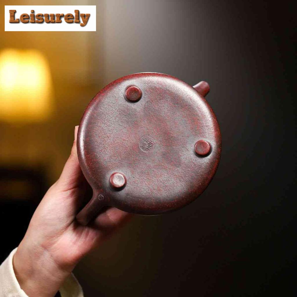 320ml Yixing Purple Clay Teapots Handmade Stone Scoop Pot Raw Ore Iron Red Dragon's Blood Sand Mud Tea Brewing Kettle Zisha Tea