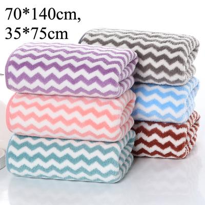 Вязаные полотенца из кораллового флиса с цветными полосками, впитывающие полотенца для лица, полотенца для парикмахерской, банные полотенца