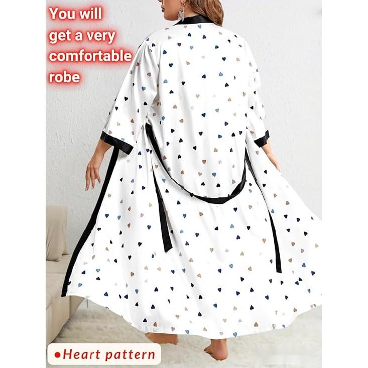 Женский халат на День святого Валентина больших размеров, сексуальный атласный халат, длинная одежда для сна