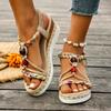 Fashion New Women Wedge Sandals Summer Braided Band Platform Gladiator Sandals Woman Thick Bottom Beach Shoes Women Sandalias De Mujer