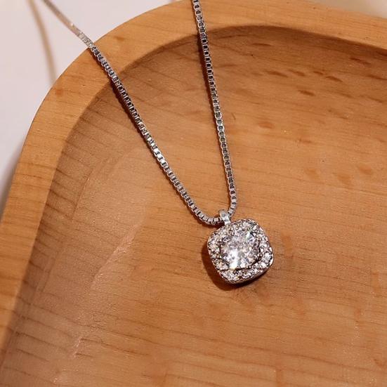 Женское квадратное ожерелье с подвеской из циркония, имитация бриллиантовой ключичной цепочки на День матери, годовщину, день рождения, ювелирный подарок