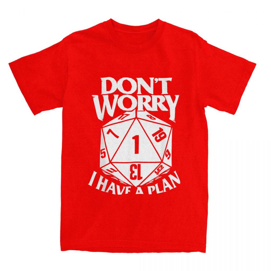 Dungeon Dragon Dice Don't Worry I Have A Plan T Shirt Accessories for Men Cotton Dnd Game Dm D20 Tee Shirt Clothing Gift Idea