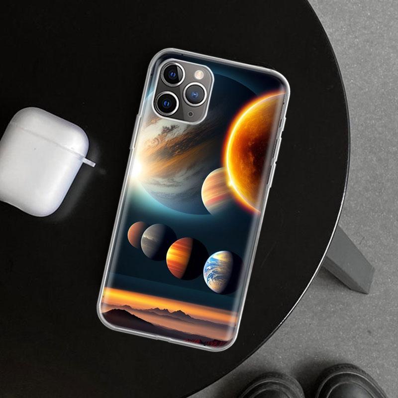 Чехол для телефона Earth Stars Space для iPhone 11 12 13 Mini 14 15 Plus 16 Pro Max 17 Air 7 8 + SE Арт Индивидуальный Fundas 11 12 13