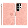 For Samsung Galaxy S26 Ultra Case Flower Imprint Leather Flip Wallet Phone Cover with Wrist Strap