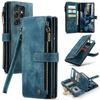 Large Capacity Multi-Card Zipper Wallet Phone Case with Hand Strap for iPhone 16 15 14 13 12 Samsung A16 A56 A15 A55 S25 S24 S23 Coin Pocket Phone Bag