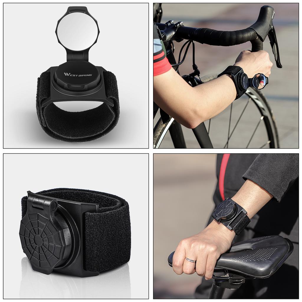 WEST BIKING Bike Wrist Rearview Mirror 360 Degrees Rotate Convex Reflector Arm Mirror Cycling Accessories