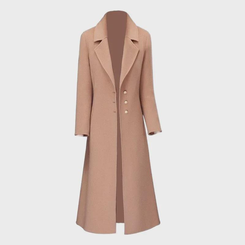 Stylish Anti-Aging Woolen Windbreaker Coat for Women, New Slim Fit Over-the-Knee Design for Fall & Winter