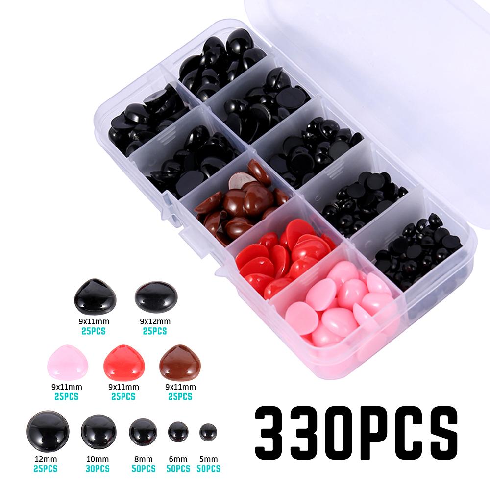 Набор безопасных глаз и носов 5-12 мм, 330 шт., пластиковые аксессуары для кукол своими руками, для вязаных игрушек и изготовления глаз и носов для мягких игрушек