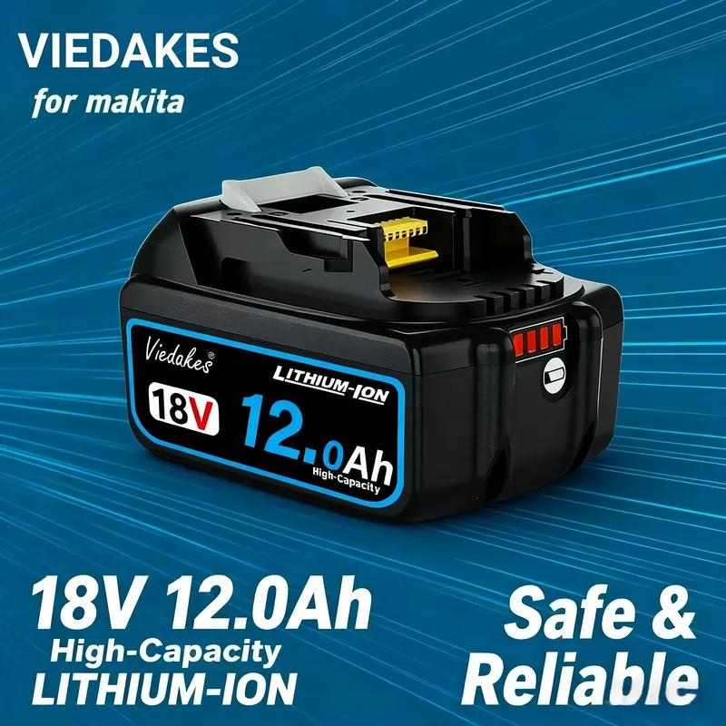 VIEDAKES 12 Ач 18 В оригинальный аккумулятор, для аккумулятора Makita 18 В BL1830 BL1850 BL1860, Подходит для инструментов Makita 18 В