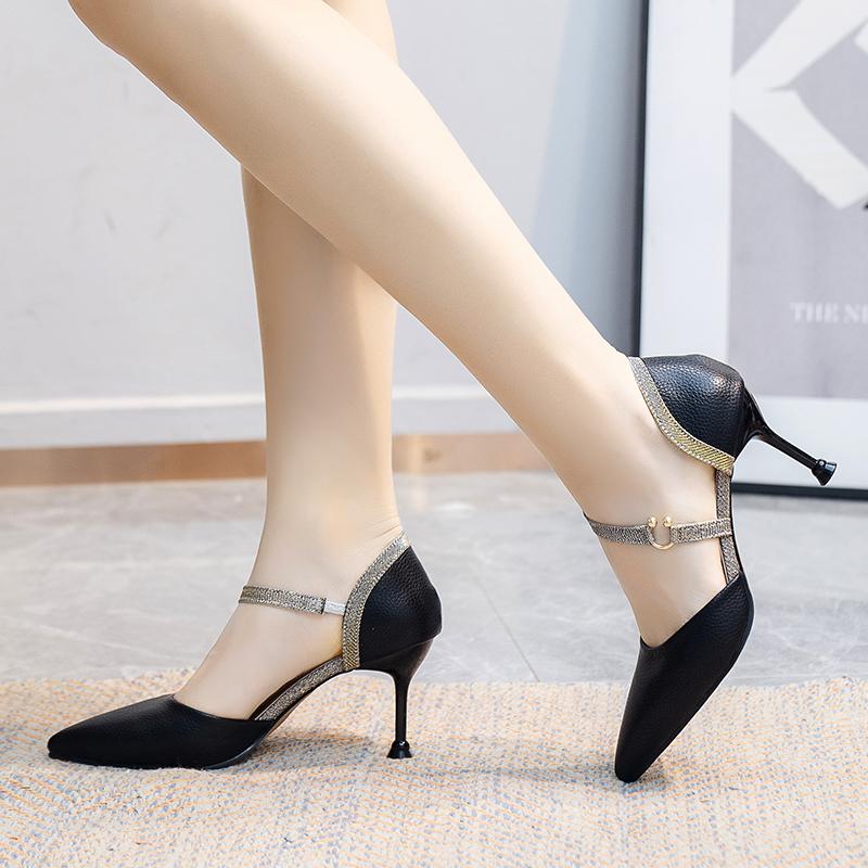 Fashion Mix Color Ankle Strap High Heels Shoes Women Pu Leather Thin Heeled Pumps Woman 2025 New Shining Patchwork Party Shoes