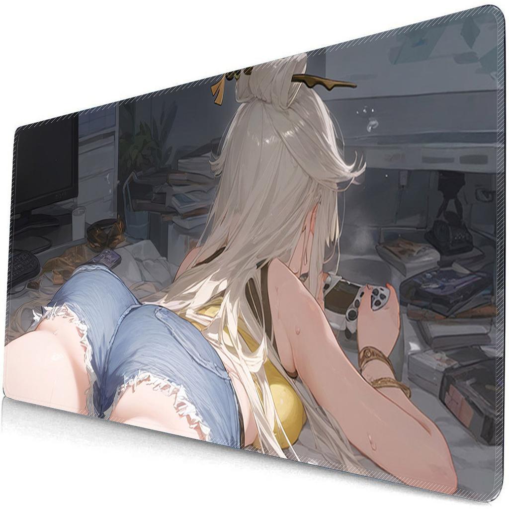 Большой Коврик для Мыши Genshin Impact Коврик для Мыши XXL Игровые Аксессуары Нингуан Игровой Клавиатурный Настольный Коврик Нескользящий Ноутбук Аниме Коврик для Мыши