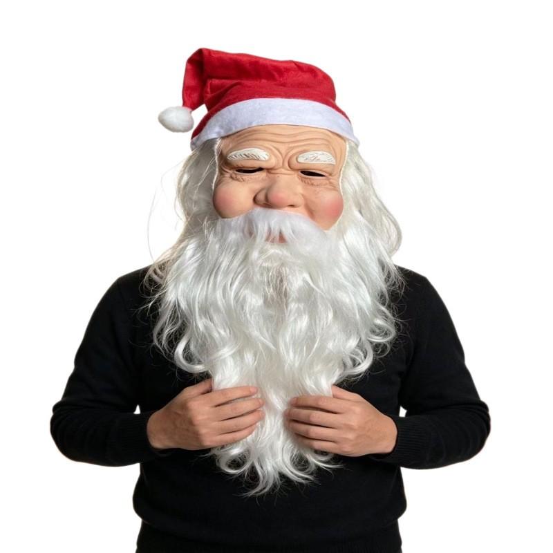 Santa Claus Latex Full Face Mask With Wig Beard Christmas Costume Prop Party Dress Up