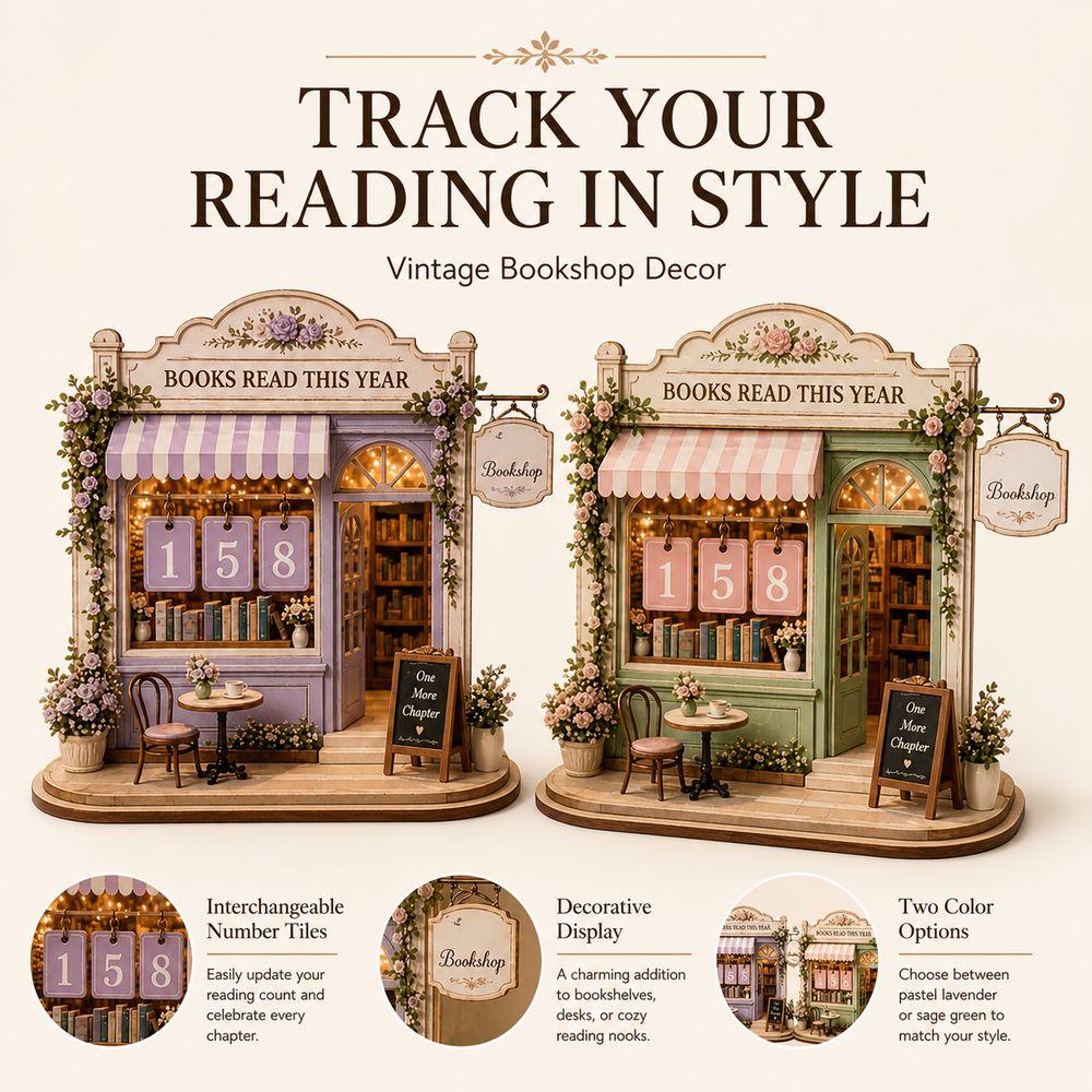 Bookstore Style Wooden Reading Tracker Artificial Wood Decorative Book Plaque Reading Accessories