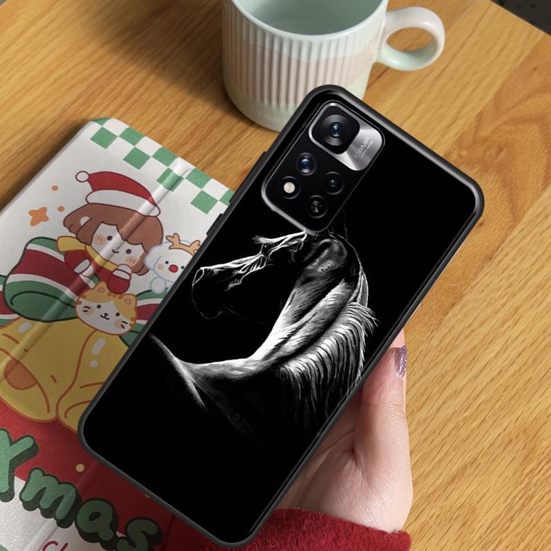 Черно-белый чехол с лошадью для Xiaomi Redmi Note 13 Pro 14 12 11 10 15 Pro Plus Redmi 15 C 13 10C 12C 13C 14C