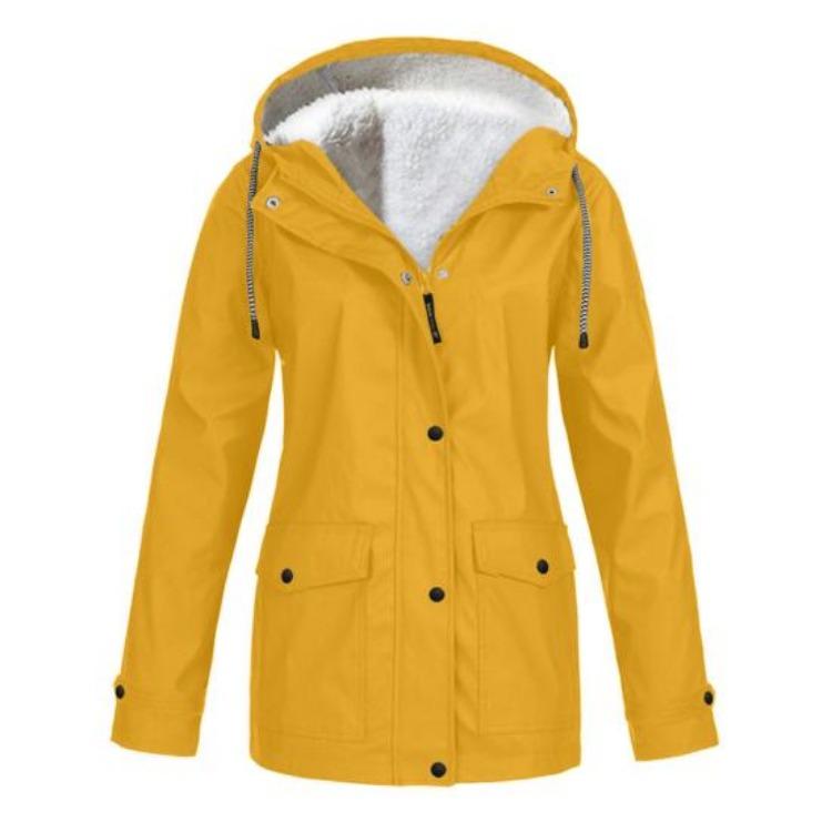 Warm Fleece Lined Winter Coat for Women Hooded Mid Length Parka Jacket Plus Size Down Outerwear with Pockets Solid Color Press Button Zipper Closure