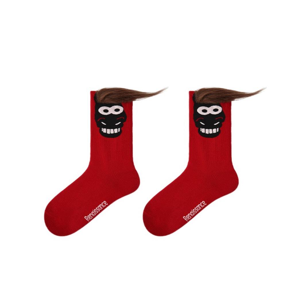 Cotton New Year Socks Winter Autumn Zodiac Year Socks Cute Year of The Horse Socks Gift