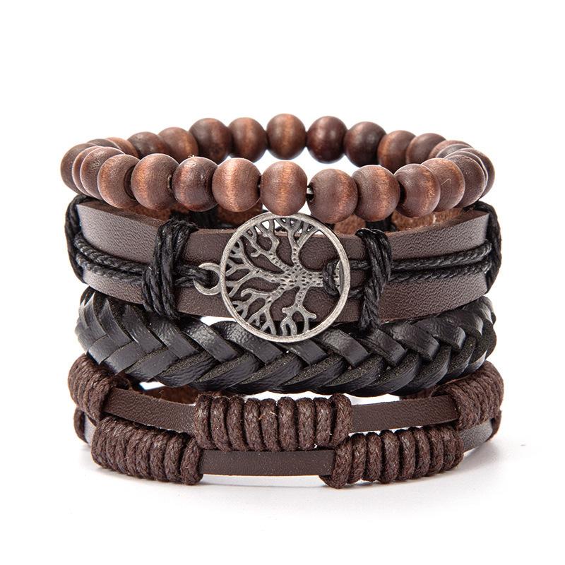 9 Styles Vintage Leather Bracelet for Women Men Woven Bracelet Set Punk Style Men's Multi-layer Braided Bracelet Charm Jewelry Gifts