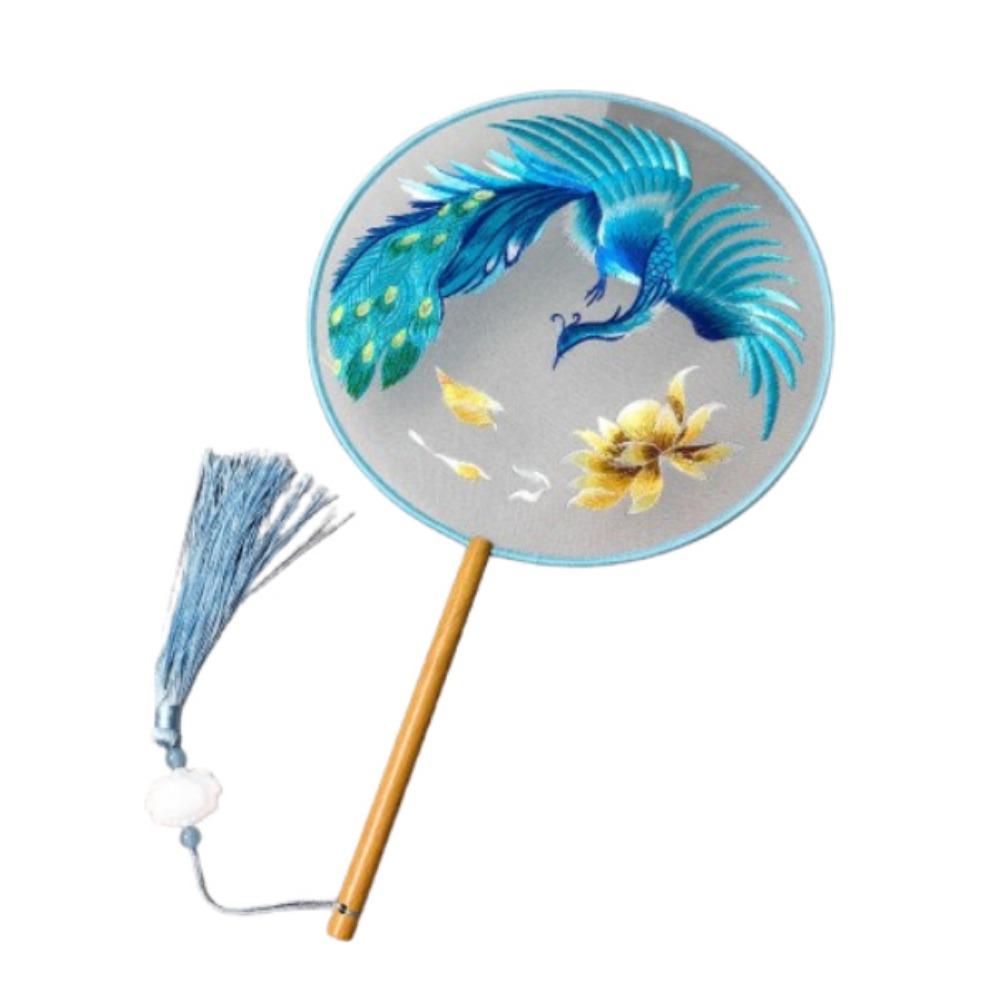 Creative Embroidered Silk Fan Cute Panda Embroidery Round Fan  Home Decorations