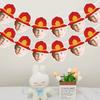 6pcs/12pcs Birthday Customized Fire Helmet Pattern Portrait Banner Boys' and Girls Celebration Parties Background Decoration