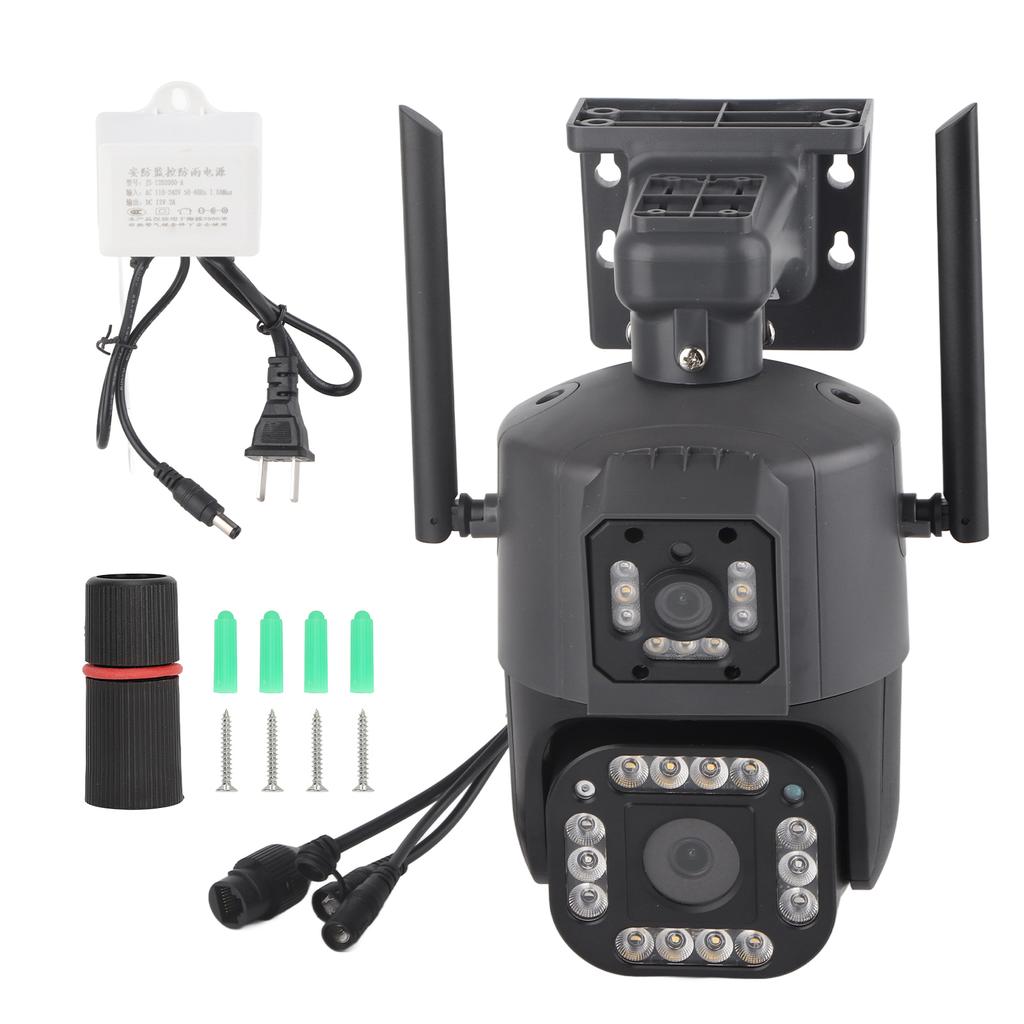 2MP WiFi Binocular Zoom Camera Wide Angle HD Automatic Tracking TF Card Storage Accurate Alarm