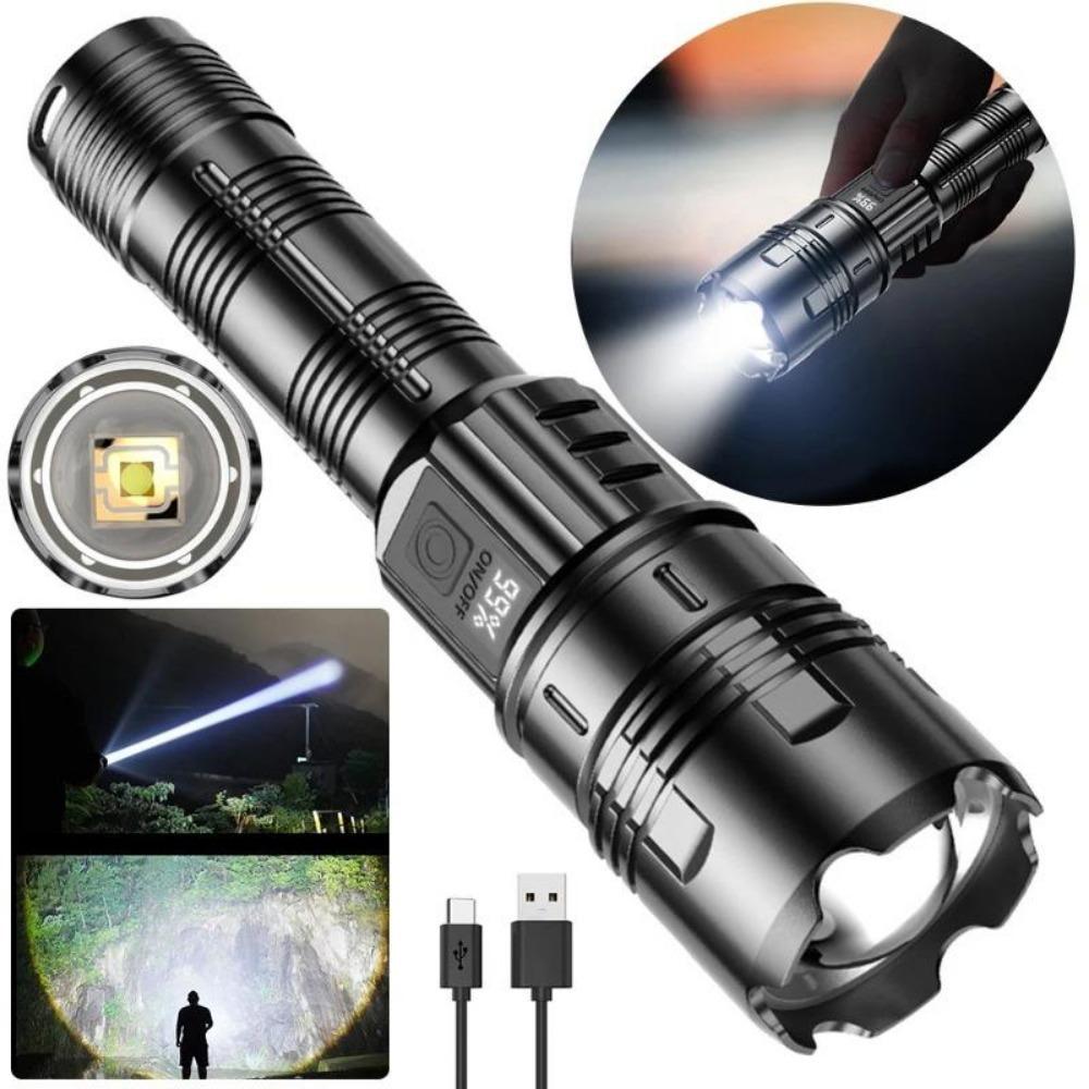 Портативный мощный светодиодный тактический фонарик со встроенной батареей типа C перезаряжаемый уличный дальний аварийный фонарик для кемпинга