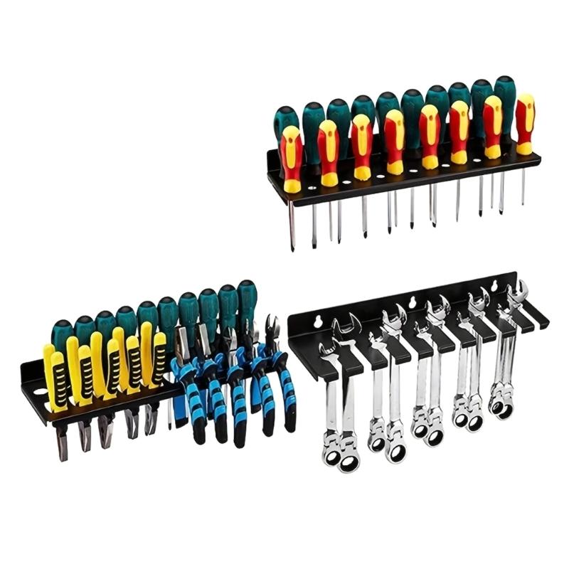 Screwdriver Holder Wall Mounted Pliers Wrench Storage Rack Multi Tool Hanging Organizer for Workshop Shed Garage Home