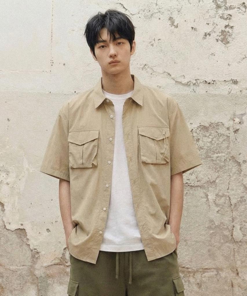AGOD Utility Pocket Nylon Shirt [Beige]