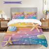Starfish Shell Pattern Bedding Quilt Set Quilt Cover Pillowcase Home Decoration Birthday Gift (1 * duvet cover + 2 * pillowcase, without core)