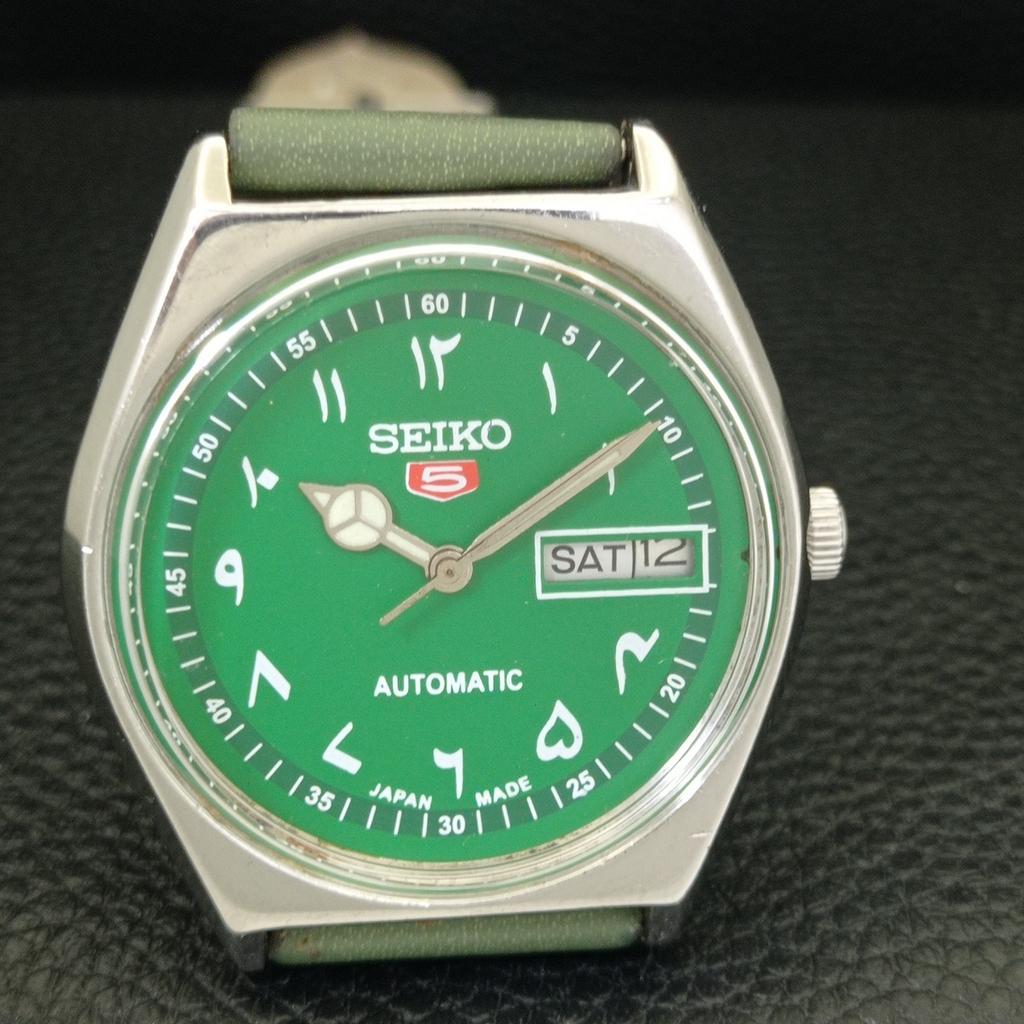 Seiko 5 АВТОМАТИЧЕСКИХ 6309A ЯПОНИЯ МУЖСКИЕ ВИНТАЖНЫЕ ЗЕЛЕНЫЙ ЦИФЕРБЛАТ С АРАБСКИМИ ЦИФРАМИ ЧАСЫ a701549-5