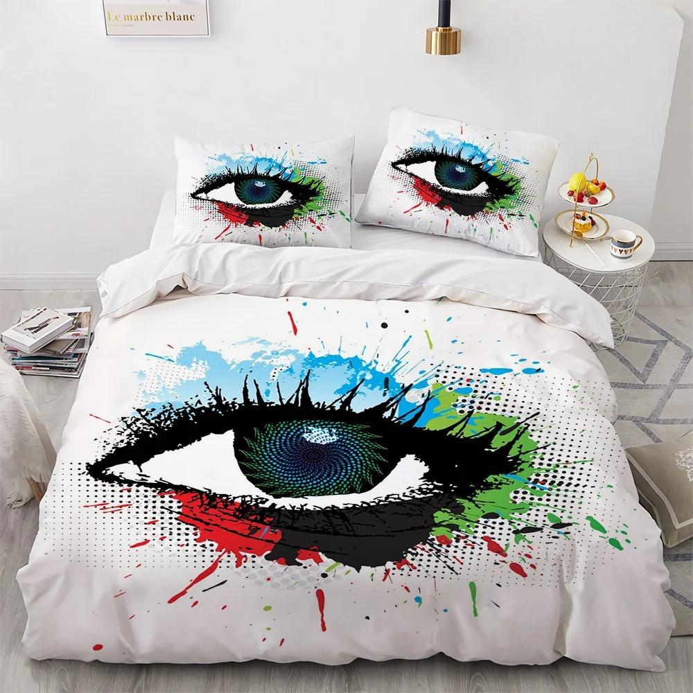 Пододеяльник Big Eye Пододеяльник Цветная Живопись Искусство Пододеяльник Королевский Размер для Подростков Взрослых Детей Полиэстер Комплект Постельного Белья
