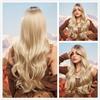 Synthetic Long Wavy Curly Ombre Blonde Color Wig Hair with Side Bang for Women Ladies Heat Resistant Party Daily Hair