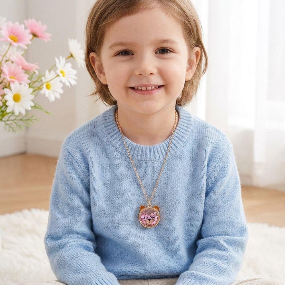 Cat Bear Charm Children's Necklace Cute Design Princess Costume Necklace  Kids Fashion