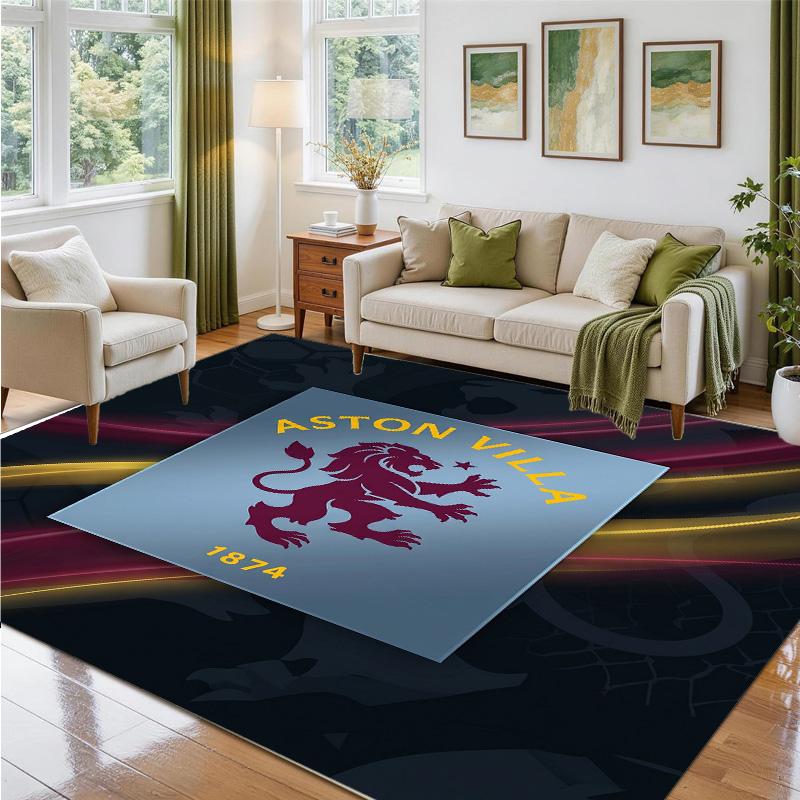 Aston Villa Football Design Crystal Velvet Rug Soft Decorative Mat for Bedroom Entrance