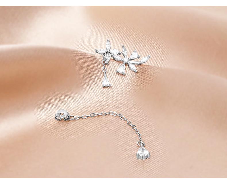 Серьги-кисточки из серебра 925 пробы Banyan Tree - Элегантный дизайн с бриллиантовыми цветами для женщин