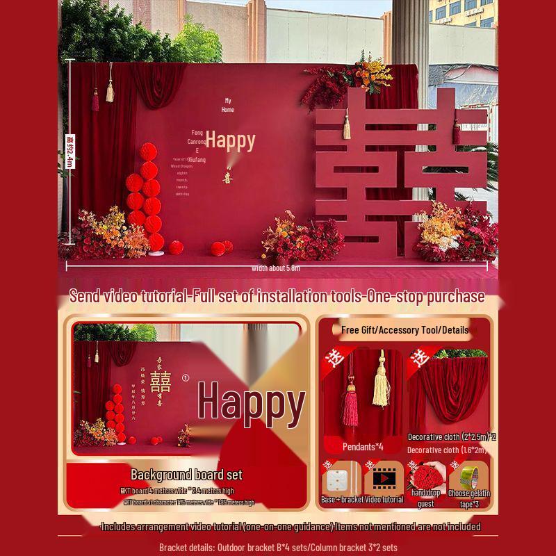 Rustic Wedding and Pre-Wedding Backdrop Decorations - Complete Set for Banquet and Photo Area