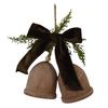 Wooden Bells With Bow Hanging Christmas Decoration, Brown