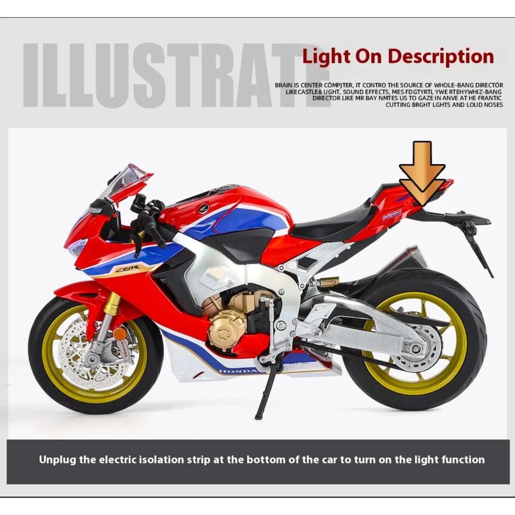 New 1/9 Honda CBR1000RR Alloy Die Cast Motorcycle Model Vehicle Collection Sound and Light Off Road Autocycle Toys Car