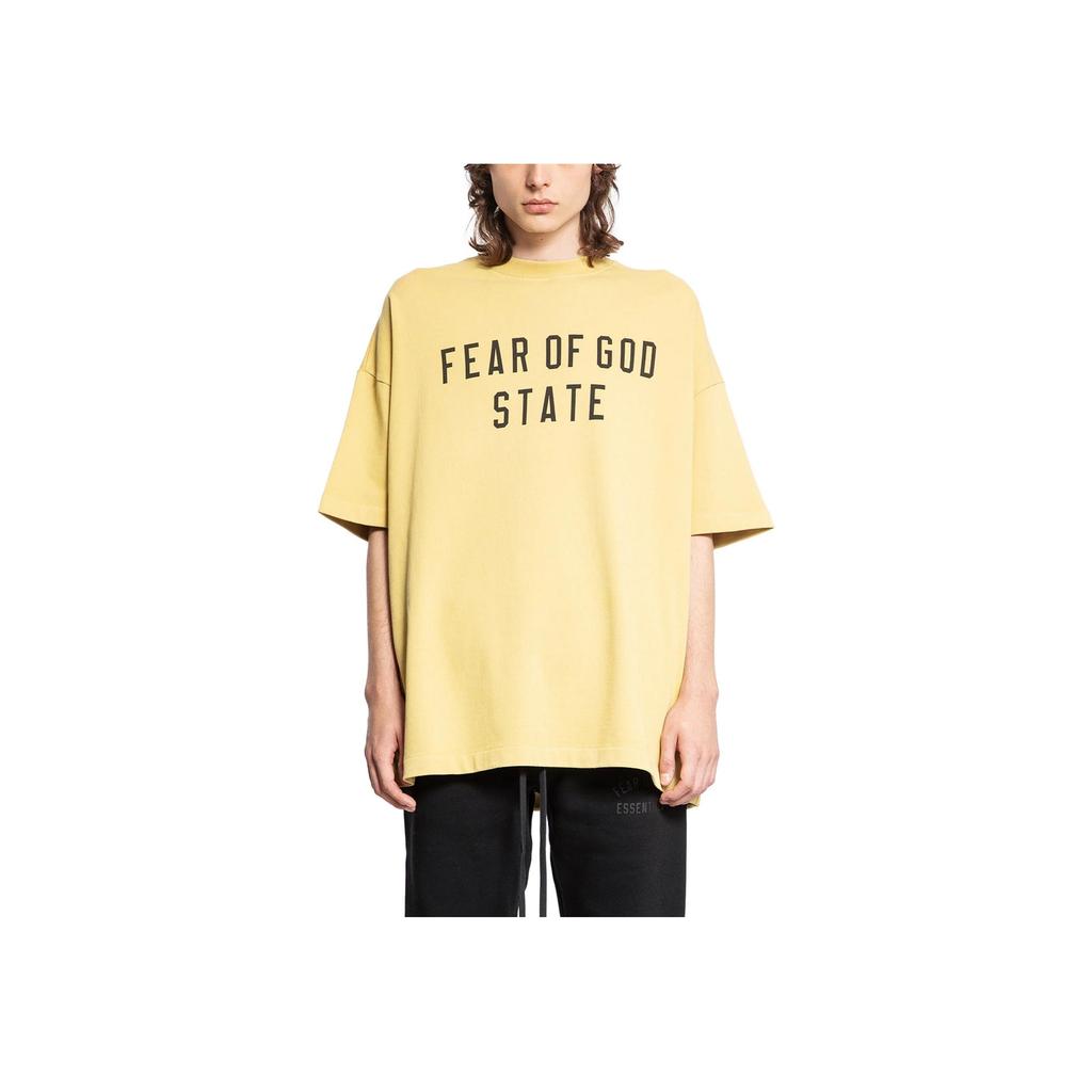 Fear of God Essentials Тяжелая футболка с круглым вырезом Янтарный Мужские Топы Желтый 125BT242003F