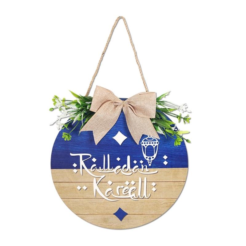 Wooden Welcome Sign Middle Eastern Door Sign Wall Hanging Decoration for Front Door Mantel Wall Moon Festival Decoration
