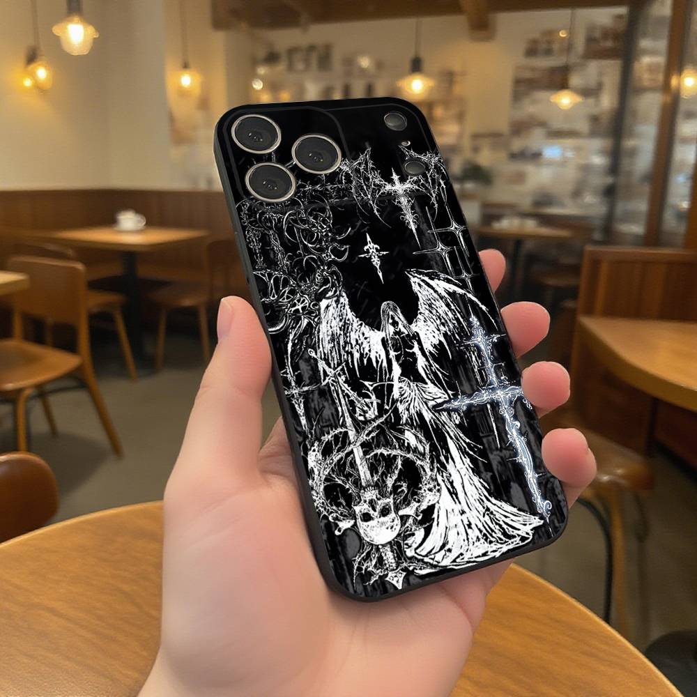Готический Кокетливый Кибер Сигилизм Крест Чехол для Телефона Для iPhone 17,16,15,14,13,12,11,Pro,XS,Max,XR,Plus,E,SE4,Mini Черный Мягкий Чехол