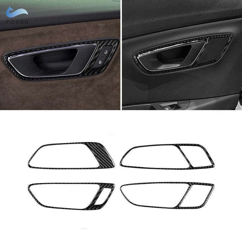 Soft Carbon Fiber For Seat Leon 2013 2014 2015 2016 2017 2018 Car Styling Interior Door Handle Bowl Frame Cover Trim